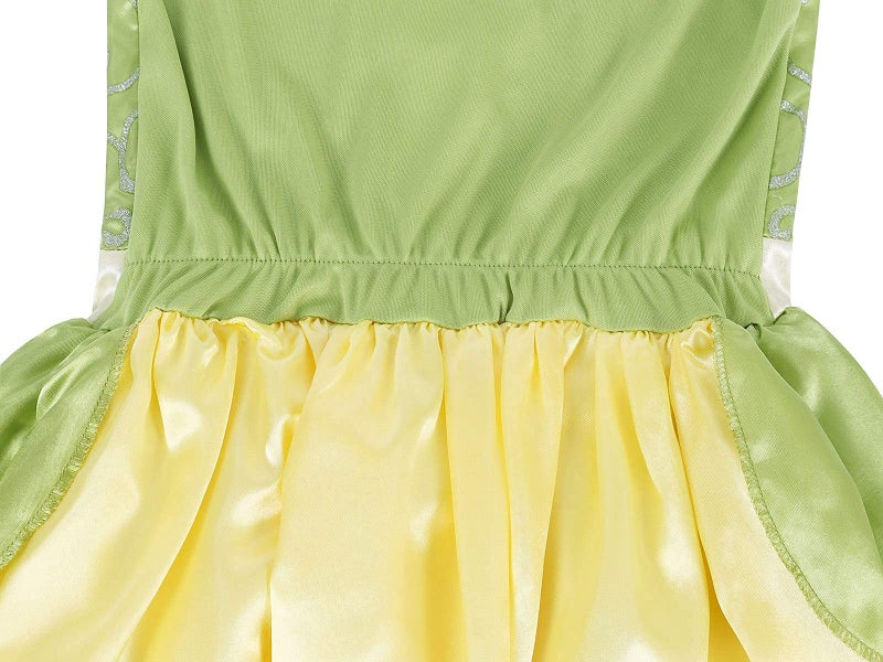WonderBabe Green Fairy Tale Princess Tiana Dress Fancy Birthday Party Dresses Halloween Christmas Party Dress up Role Play Dresses Luxury Outfit Green Size 5T 6T Age 5-6 Years - Image 5